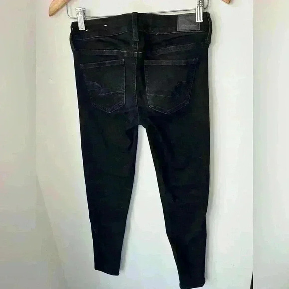 American Eagle Outfitters Women’s Black Short Stretch Denim Skinny Jeans  Punk 0 - Picture 9 of 10